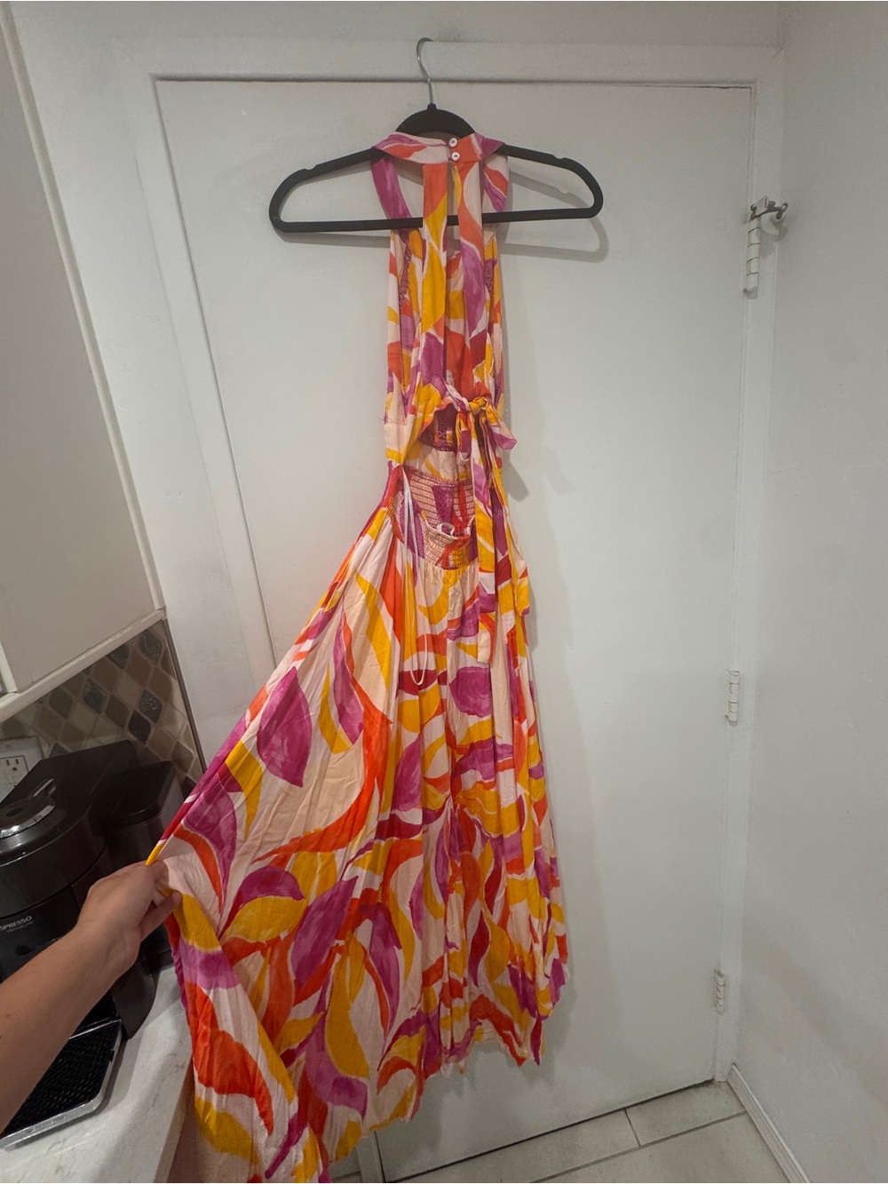 EUC Anthropologie Abel the Label Rumi Maxi Dress XS Halter Smocked Open Back - Picture 8 of 8